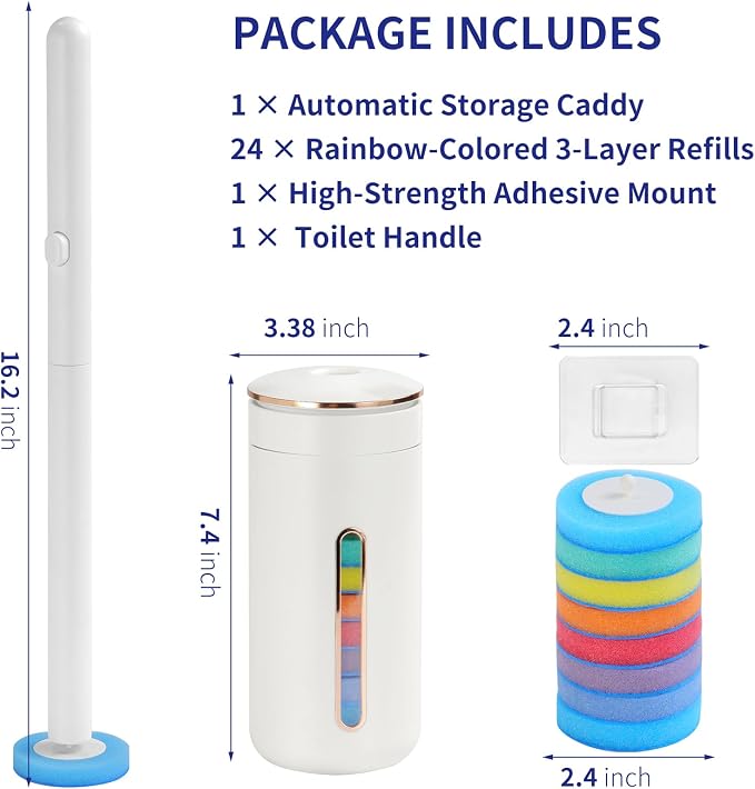 Disposable Toilet Brush Refills, 32 Refills, 2.5 inches | Upgraded 3-Layer Structure, Replacement Toilet Cleaning Brush Heads,Toliet Wand Refills, Apartment, RV Bathroom Cleaning