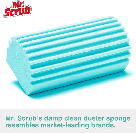 4 Pack Damp Dusting Sponge Duster, Blue Dust Cleaning Sponge, Reusable Household Cleaning Sponge Tool for Blinds, floorboards, Fan Blades, Vents, Glass, Railings, Mirrors