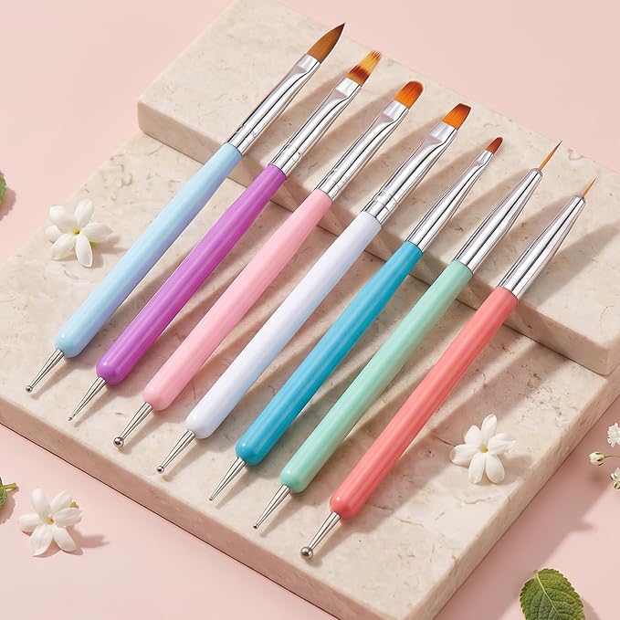 7 Pcs Food Safe Paint Brushes, Cookie Decorating Tools with Wood Handle, for Baking, Pastry, Macaron & Candy Making, Non-Toxic & Durable (Colorful Set)