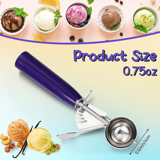 Reallnaive 4 Pcs Release Cookie Scoops Ice Cream Scooper with Trigger Release Portion Scoop Stainless Steel for Portion Control, Baking Food, Cookie Dough (0.75 oz,Purple)
