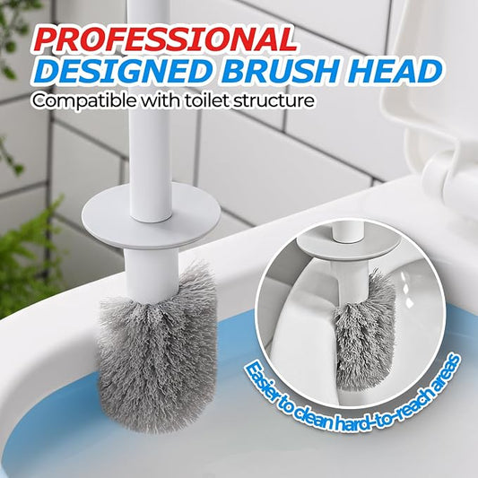 FORASTO Toilet Bowl Brush and Holder Set - Toilet Scrubber Brush,Cleaning Brush,Bathroom Decor,Household Essentials,Cleaning Supplies,White