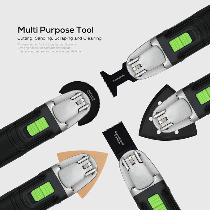 GALAX PRO 2.4Amp 6 Variable Speed Oscillating Multi-Tool Kit with Quick-Lock accessory change, Oscillating Angle:3°, 28pcs Accessories and Carry Bag | 21000 OPM Oscillating Power Tools for Hardwood, PVC pipes, Soft Metal Nails, 6 Variable Speed, 3° str...