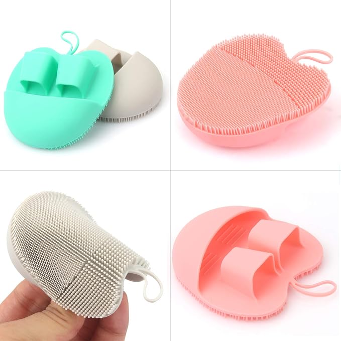 INNERNEED Anti-Slip Soft Silicone Facial Cleansing Brush Handheld Face Wash | Food-grade Hygienic Gentle Exfoliating and Massaging Face Scrubber Pad, Deep Clean for All Skin Types (Pack of 3)