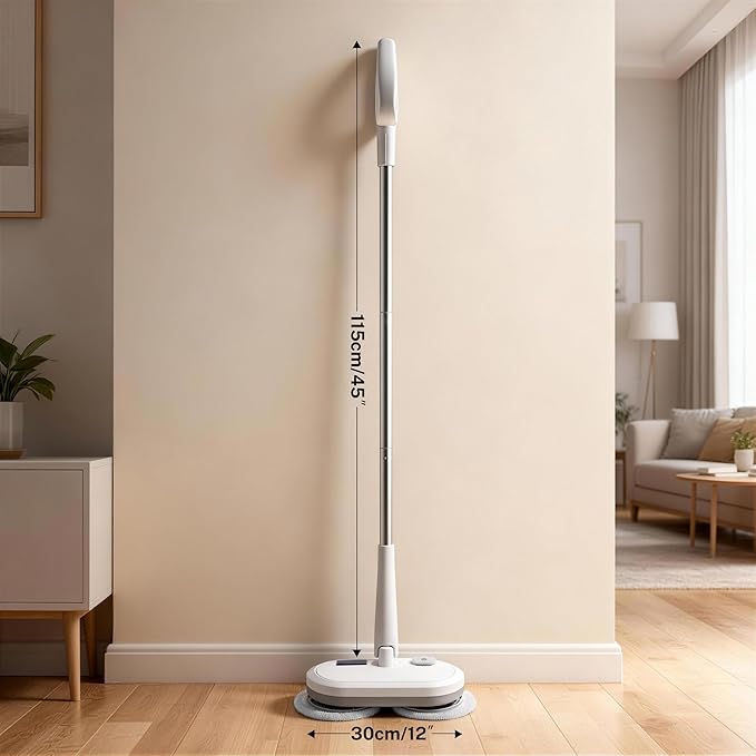 Cordless Electric Spin Mop with 220 RPM High Speed Motor for Hardwood Tile Laminate and Vinyl Floors with 4 White and 2 Gray Pads