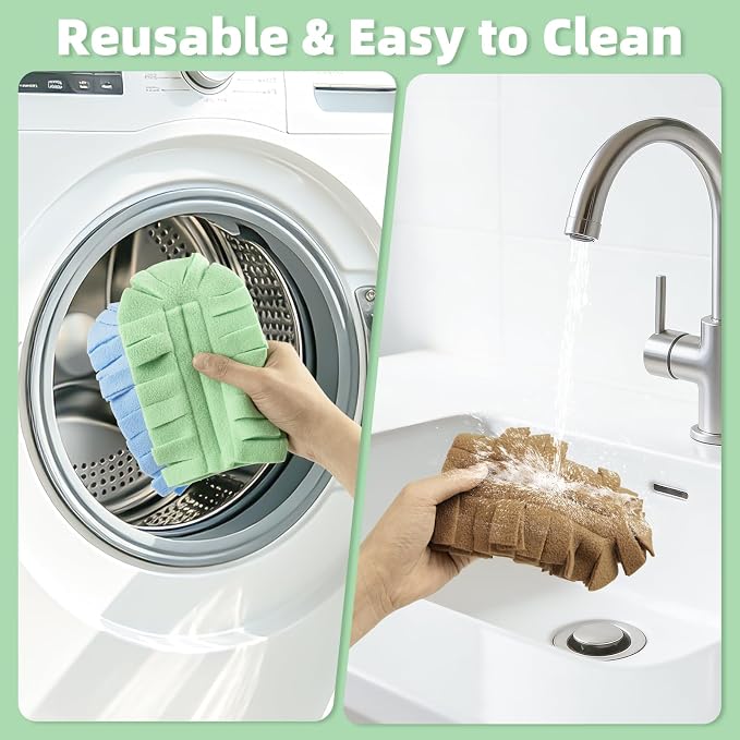 12 PCS Microfiber Reusable Duster Refills for Swiffer Duster | Washable Fleece Pads with 1 Handle, 360° Multi-surface Dusters, Heavy Duty Duster Refills, Wet & Dry Use, Morandi Colors