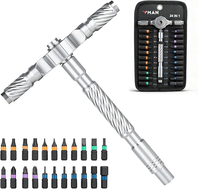 Ratchet Screwdriver Set, magnetic Screwdriver sets, S2 Steel Bits, DIY Combination Flexible Shaft, Suitable for Furniture Assembly, Precision Electrical Appliance Repair, Bicycle Tools