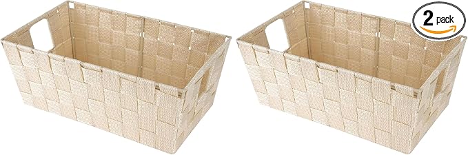 Whitmor Woven Strap Small Latte Shelf Tote, 1 Count (Pack of 2)