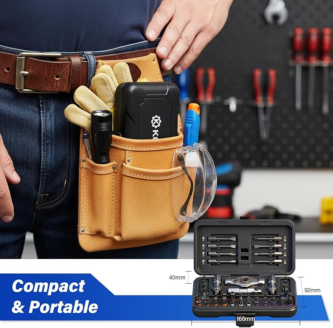 42 in 1 Magnetic Ratcheting Screwdriver Set, Precision Repair Tool Kit with S2 Steel Bits & Aluminum T-Handle, Multi Bit Screwdriver Set for PC, Electronics, Furniture, Bicycle & DIY