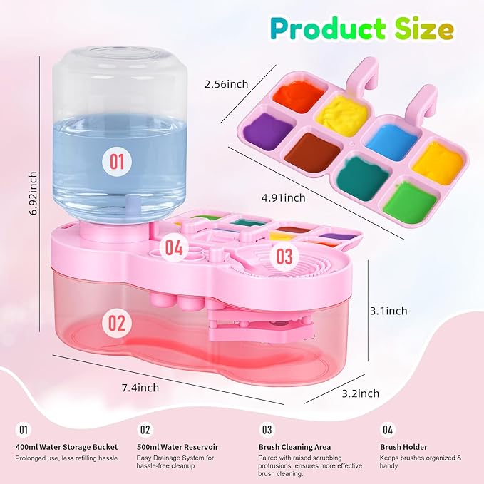 Paint Brush Cleaner Tool - Brush Washer Painting Station, Paintbrush Cleaners Water Dispenser Circulation, Art Acrylic Cleaning Watercolor Rinser for Kids Adult Artist