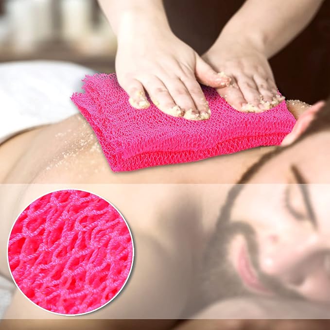 African Net Sponge Authentic,Exfoliating Body Shower Scrubber,Pink | Woven nylon africannet sponge,stretches up to 66in for full body & back washing removes dead skin,oil,For Women and Man