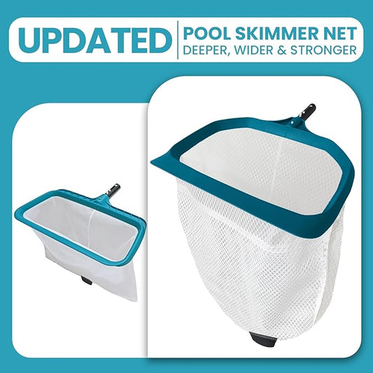 POOLWHALE Pool Skimmer Net - Upgrade Swimming Leaf Rake with Extra Wide Scoop Edge, Fine Mesh Nets for Pool Cleaning Leaves, Debris (Not Pole)
