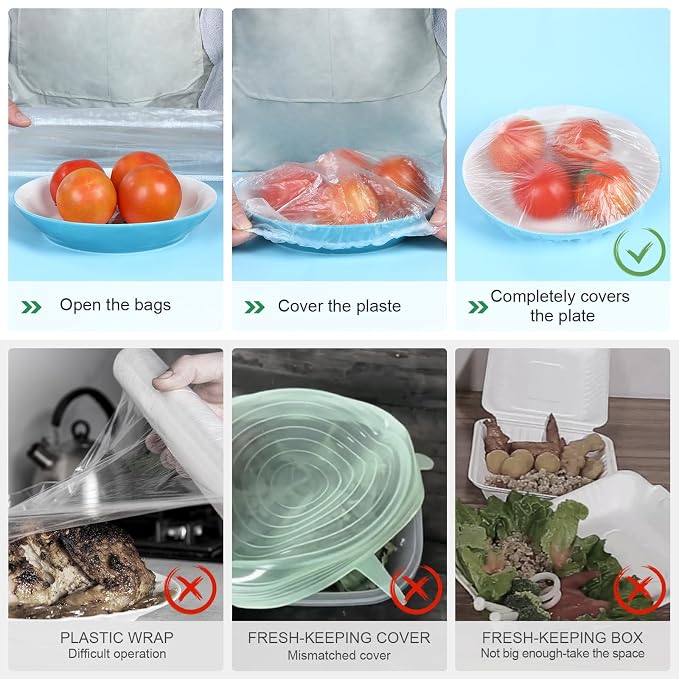 100 Bowl Covers Bread Proofing, Large Thick Plastic Shower Caps, Sourdough Bread Baking Supplies Sourdough Tools accessories Food Covers elastic Stretch for Rising Keep Food Fresh