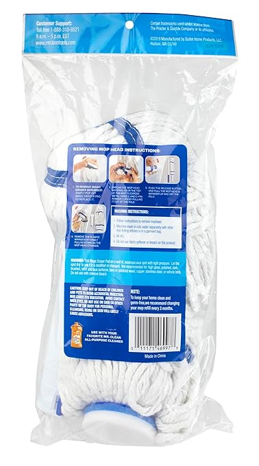 Mr. Clean Super Twist Floor Mop Cotton Yarn Refill Head with Magic Eraser, Blue