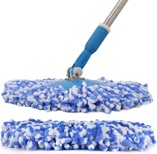 3 Pack 360° Spin Magic Mop Replacement Head, Round Shape Standard Size Microfiber Mop Head Refills for Hurrica Mopnado EGOFLEX Hapinnex Casabella and Other Brands