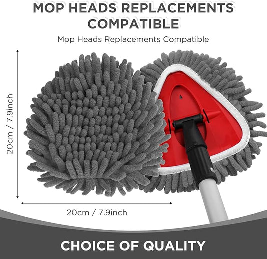 Baderke 3 Pack Chenille Mop Heads Replacements Compatible with 1 Tank System Chenille Duster Replacement Heads Microfiber Spin Mop Refill Pads Reusable Dust Refills for Floor Cleaning (Gray)