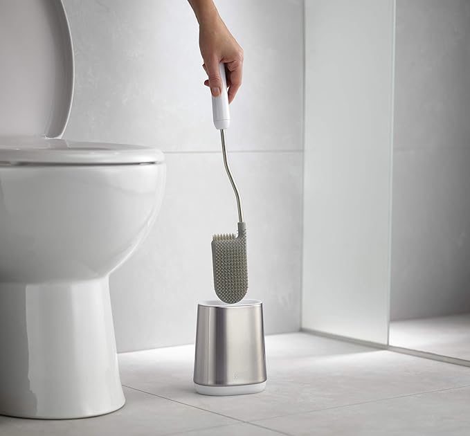 Joseph Joseph Flex Lite Stainless Steel Toilet Brush, Pack of 2, White