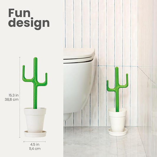 Vigar Cactus Toilet Brush Set, Toilet Brush and Holder Set with Cactus-Shaped Handle, Planter Base and Saucer for Bathroom, Home Cleaning Essentials