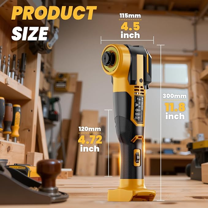 NATBEESY Upgraded Oscillating Multi-Tool Compatible with DeWalt 20V Battery, Cordless Oscillating Tool with Brushless Motor, 21000 OPM & 4.5°Swing for Fast Smooth Cutting, Tool Only
