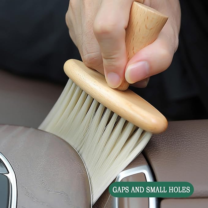 High Density Ultra Soft Detail Brush Kit - Automotive Interior Cleaning Tool with Soft Hair, Wooden Handle, Deep Cleaning for Keyboards, Laptop, Sofa and Dusting (B-1PC)