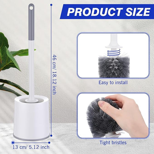 Patelai 6 Pack 18.12 Inch Toilet Bowl Brush and Holder for Bathroom Toilet Bowl Brush Scrubber with Caddy Set for Deep Cleaning (White)