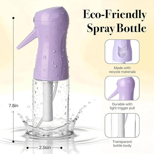 3Pcs Continuous Spray Bottles For Hair,Ultra Fine Mister for Hair Styling, Plants, Cleaning, Salon, Misting & Skin Care(200ml/6.8oz Green+Pink+Purple)