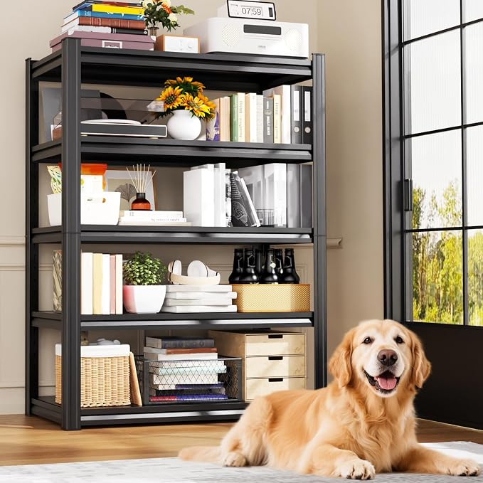 2-Pack Heavy Duty Garage Shelving for Large Storage & Garage Organization, 71"H x 46"W x 20"D Adjustable 5-Tier All Metal Storage Shelf for Tools, Storage Bins, Bulk Items, Warehouse & Workshop