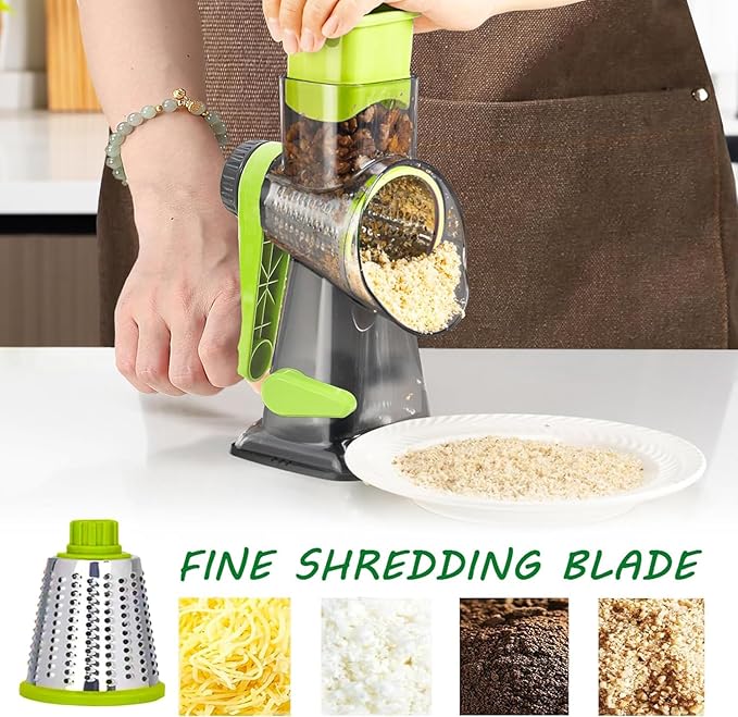 Dachenus Cheese Grater Rotary Cheese Grater,Versatile Cheese Shredder | Powerful suction cup base,Suitable for a wide range of ingredients,Safe hand-protection design,Detachable and easy to clean