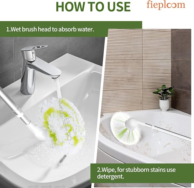 Tub Tile Scrubber Brush with 28" Extendable Pole, 2 Pcs Non-Scratch Soft Tub Brush Mop, Bathroom Brush with Long Handle for Bathtub Shower Sink Basin Tile Wall