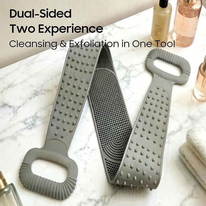 Sofine® 2 Pack Silicone Back Scrubber for Shower,36in Dual Sided Body Scrubber,Shower Brush Washer Extra Long with Handle,Back Applicator,Exfoliating Back Scrubbers for Use in Shower Men&Women