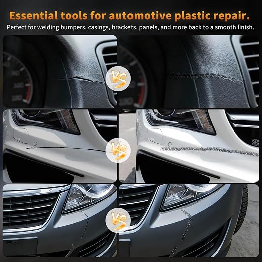 Plastic Welder Kit, 1200PCS Staples, Hot Stapler for Bumper Repair | 1200PCS Mixed Staples, Rust-Proof Stainless Steel, Portable Toolbox, Built-in LED, Ergonomic Grip, 5-Year Warranty, DIYers
