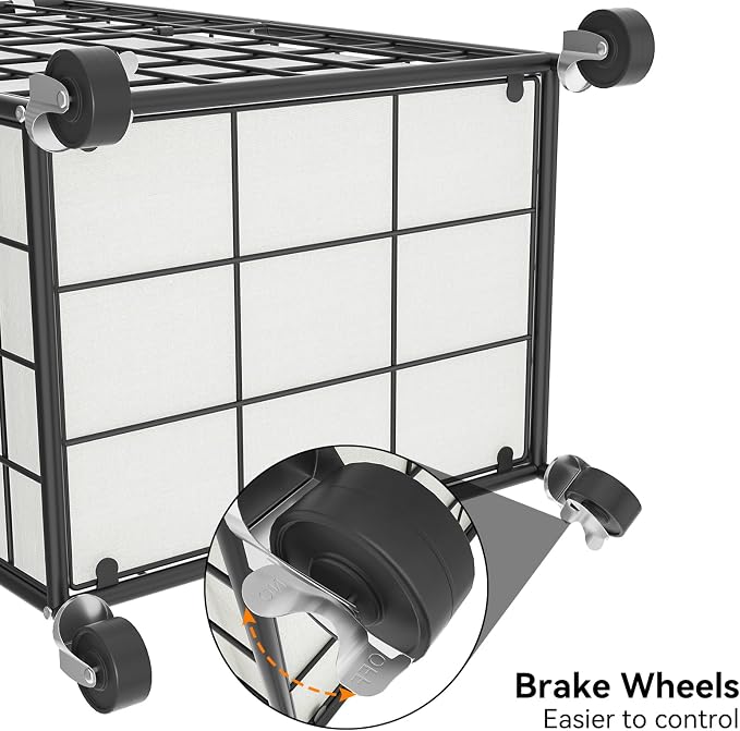 WOWLIVE Rolling Laundry Basket, Metal Wire Frame Laundry Hamper with Wheels | Hamper with Removable Bag, 100L Dirty Clothes Hamper Organizer Dorm Room Storage for Bedroom, Bathroom, Black and White