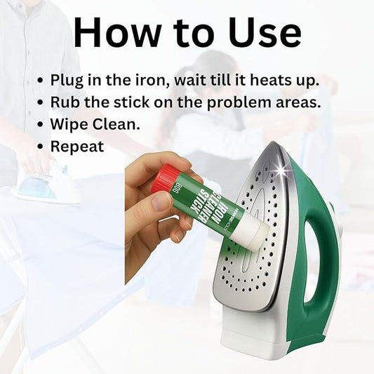 HowseHold Hot Iron Cleaner for Burnt Iron Plate - Pack of 2 80g Sticks, Effective Iron Cleaner Stick for Easy Removal of Residue Burn Marks from Iron Plate Suitable for Steam Irons