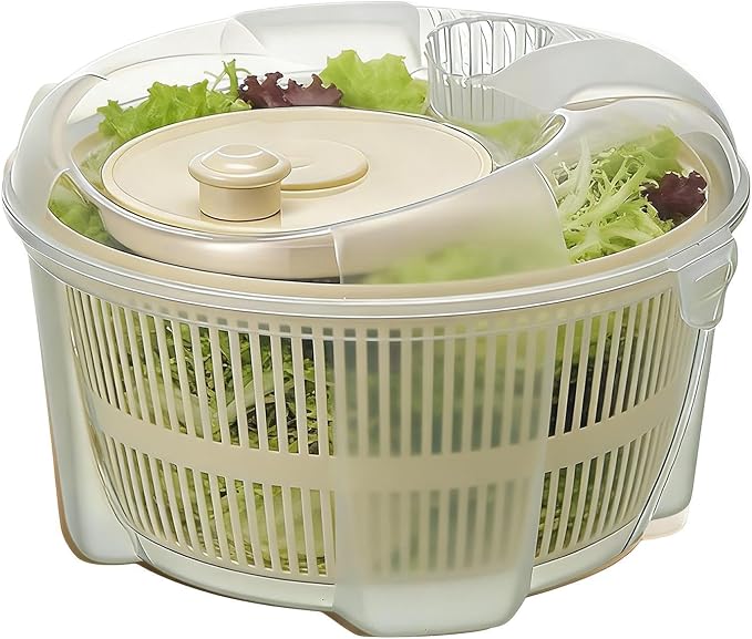 Salad Spinner - ABS 21x21x14cm | Large Capacity Vegetable Washer | Vegetable Drainer Manual Rotary Drying Basket Kitchen Strainer Fruit Lettuce Salad Washing And Water Removal Tool For Home Cooking Fo