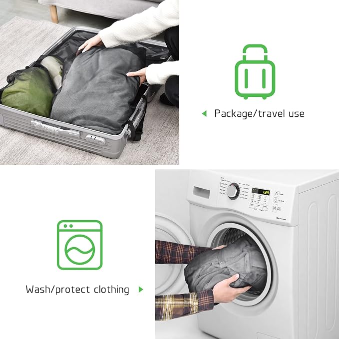 2 Pack Mesh Laundry Bags 24 x 32 inch Laundry Garment Bag Mesh Large Lingerie Wash Bags Zippered Garment Washing Net for Underwear Hosiery Blouse Sweater Dress Don't Drying, Melting 140-176℉ | Reusable Laundry Bag Mesh Lingerie Wash Bags Zippered for U...