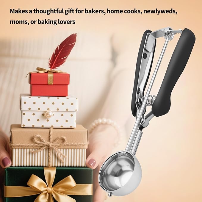 Medium Cookie Scoop 2 Tablespoon, Size #40 Cookie Dough Scoop, 18/8 Stainless Steel Ice Cream Scoop with Comfortable Grip, for Baking Cookies, Muffins, Cupcakes