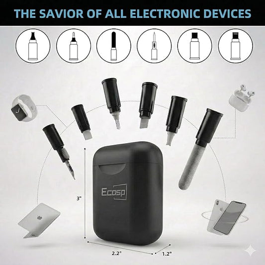 ECASP Cleaner Kit for AirPod,Multi-Tool iPhone Cleaning Kit,Cell Phone Cleaning Repair & Recovery for iPhone & iPad(Type C)Charging Port,Lightning Cables&Connectors,Easy to Store & Carry Design,Black