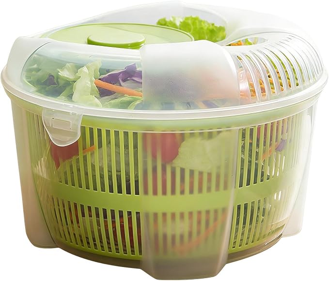 Salad Spinner - Manual Lettuce Spinner | Salad Dryer With Washer Bowl, Vegetable & Fruit Washer, Lettuce Colander | Vegetable Dryer Bowl For Veggie, Onion, Dumpling Filling, Fresh Crisp