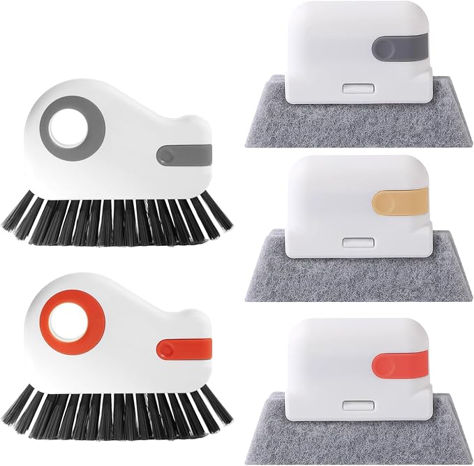 5 Pcs 2 in 1 Window Track Cleaner, Groove Cleaning Brush | Effective window sill cleaner for sliding door tracks and glass door grooves, home, bathroom, kitchen, and narrow crevices