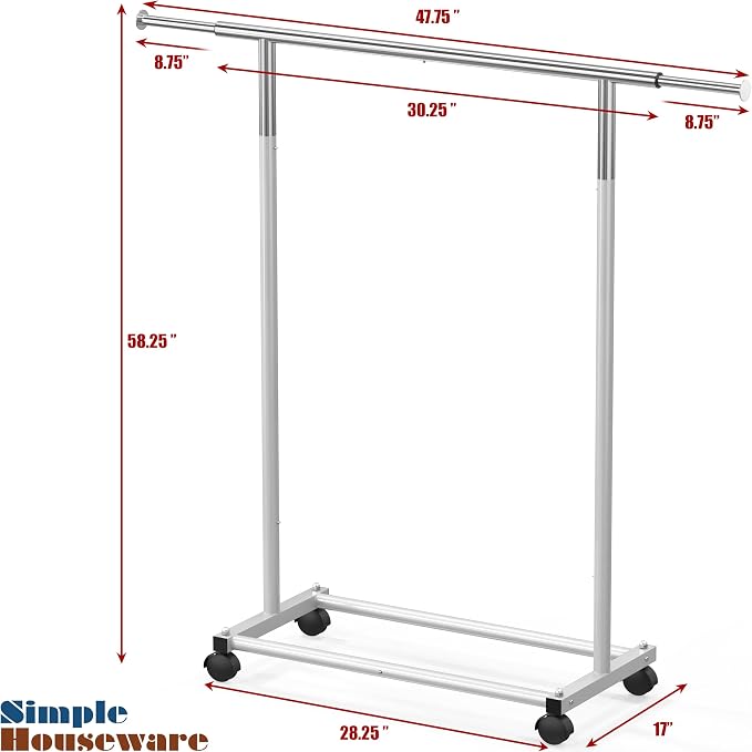 Simple Houseware Standard Rod Garment Rack, Silver