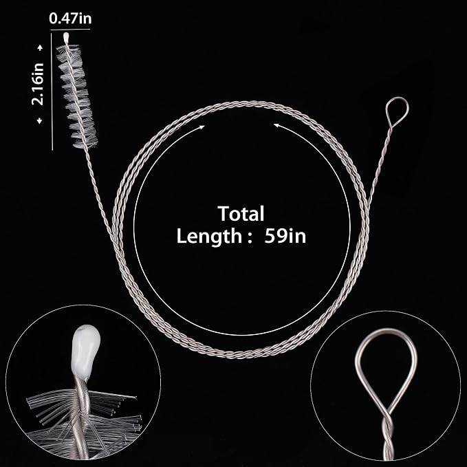 Flexible Drain Brush-Extra Long Nylon Cleaner for Cleaning Plumbing Sink Fridge Skinny Pipe Air Tube Hose Dredging Tool 143cm/56 inch (1 PCS)