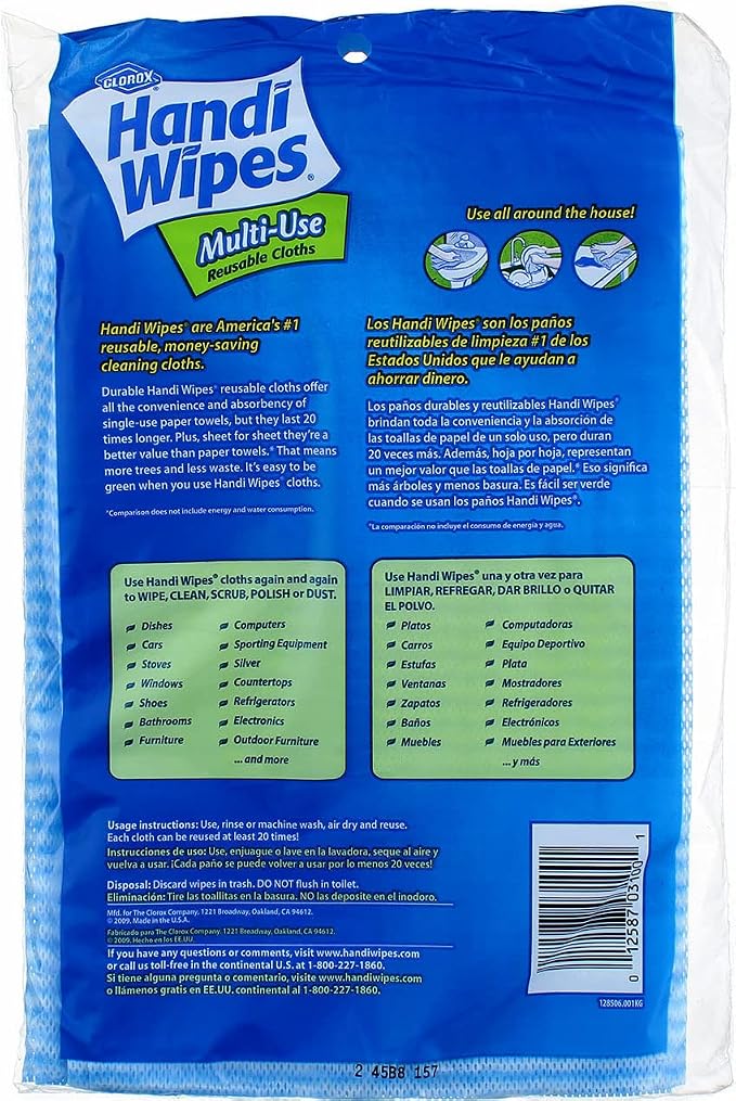 Handi Wipes Reusable Cloths, 6-Count Packages (Pack of 15), (Colors May Vary)