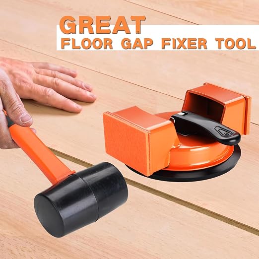 REXBETI Floor Gap Fixer Tool, Plank Gap Repair Kit, Heavy Duty Suction Cup | Double 90° Widened Striking, 10Pcs Sticky Pads, Laminate Flooring Tool, Fixer Laminate/Vinyl Flooring/Hardwood/LVP