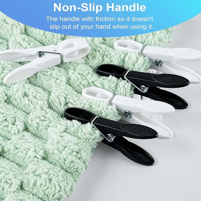 Clothes Pins, 48 Pack Black White Plastic Clothespins, Clothes Pins Heavy Duty Outdoor, Non-Slip Laundry Clips for Hanging Clothes, Towels, Crafts, Clips for Picture, Chip Bags