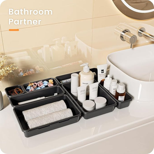 A-LuGei ใ๐ฎ๐ด๐ฃ๐๐ฆใ ใ๐ฑ๐ฆ๐ถ๐๐ฒใ Black Drawer Organizer, Makeup organizer, ใHolds 177 Itemsใ Bathroom Organizers and Storage, Plastic Desk Organizer Divider, Organizer Bins for Office Vanity