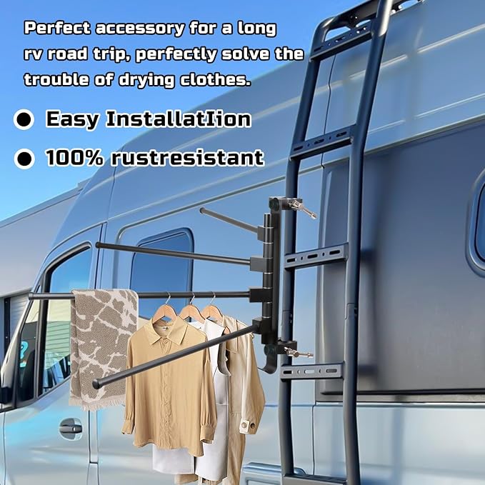 RV Clothes Drying Rack,Aluminum No-Drill 4Arms 304 Steel for RV/Boat/Camper | Aluminum, 304 Stainless Accessories, Rust-Proof. 4 Arms Hold 60lbs. 30s No-Drill Install. Fits Boats, Rvs, Campers, Trailers