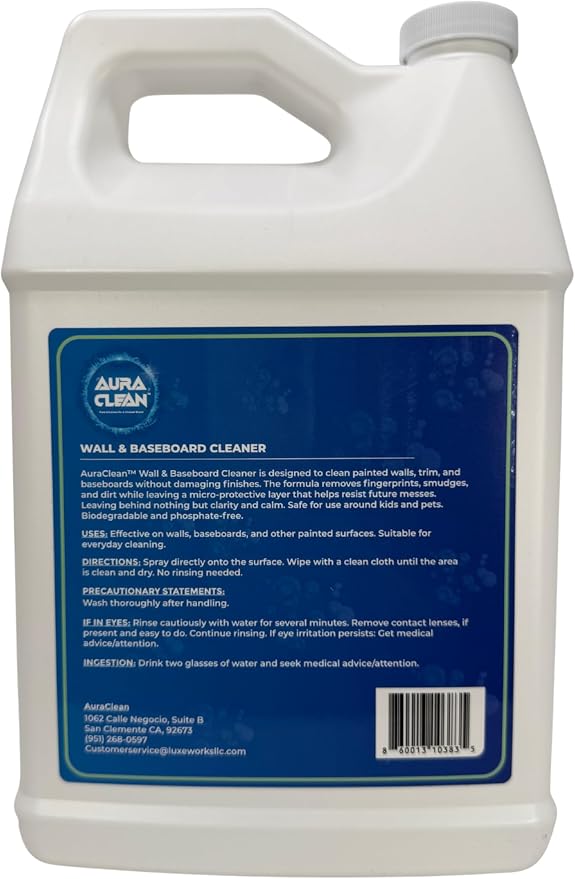 Wall & Baseboard Cleaner for Painted Walls, Cabinets, Doors & Trim | Non-Toxic, No-Rinse Spray | Anti-Resoil, Streak-Free Formula | Kid & Pet Safe | 128 oz (1 Gallon) | Made in USA