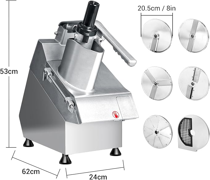 LEEVOT Commercial Vegetable Chopper with 6 blades, Electric Food Processor for Slicing Dicing Shredding, Professional Cheese Grater, 550W Veggie Cutter for Restaurant, Hotel School, Cafeteria, Buffet