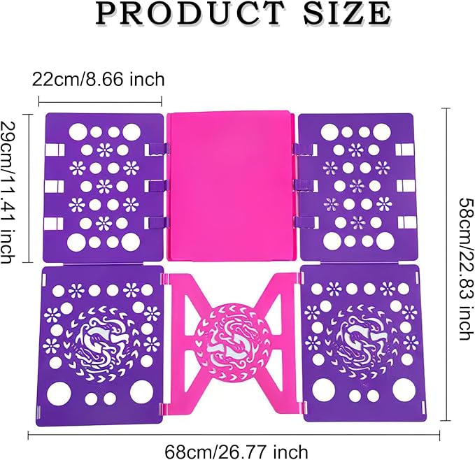 Generic Version 3 T-Shirt Folding Board Durable Flip Fold Clothes Folder Save Time Easy to Fast Plastic Clothes Folding Boards for Adults (Pink Purple)