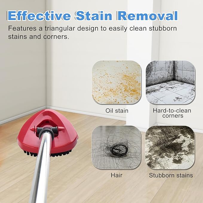 Mop Handle for O Cedar RinseClean 2 Tank System, Scrub Brush and Spin Mop Base Compatible with O-Cedar, 4-Section Spin Mop Handles and Base for RinseClean Spin Mops