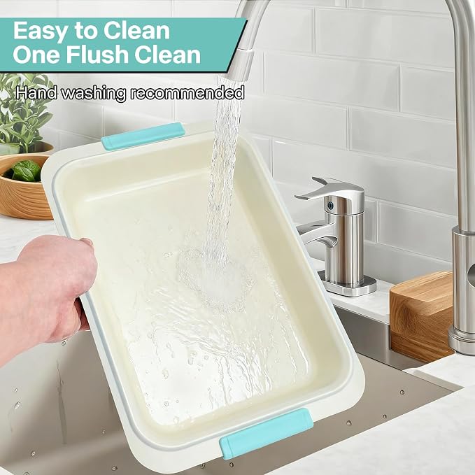 13x9 / 9x13 Baking Pan with Lid, Nonstick Aluminized Steel Cake Pan with Silicone Handles, Covered Bake & Carry Pan for Potlucks, Casseroles, Lasagna & Meal Prep